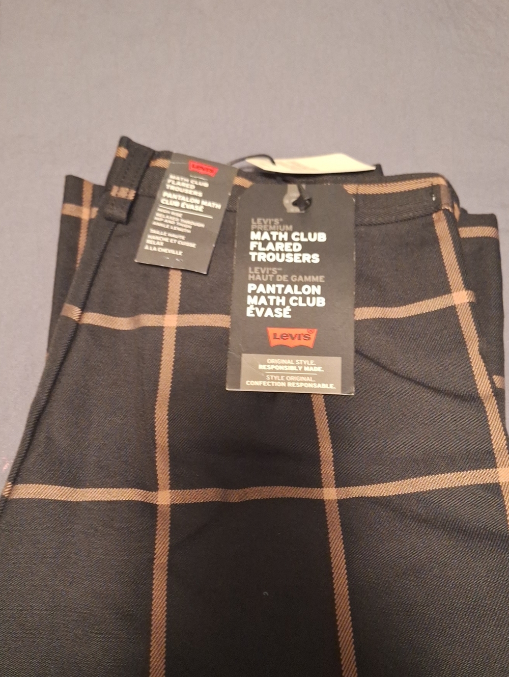 Levi's Black and Brown Plaid Flared Trousers